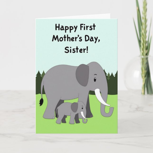 Pale Blue Elephant Card (Front)