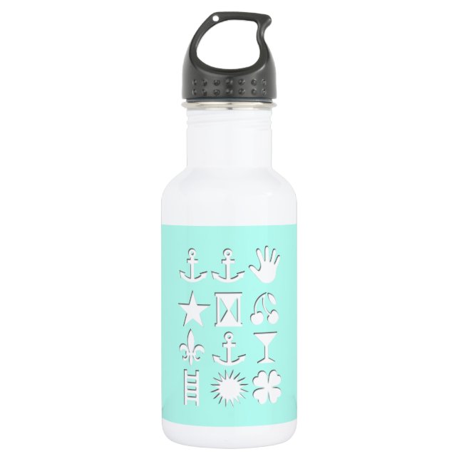 Pale Blue Encoded Message Friendship WB Stainless Steel Water Bottle (Front)