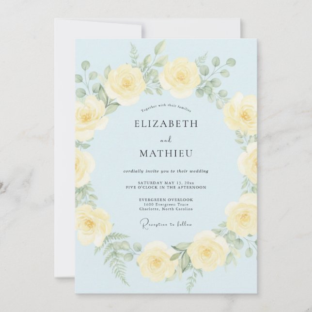Pale Blue Ethereal Spring Wedding Invitation (Front)