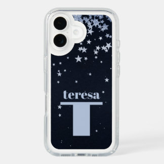 Pale Blue Falling Stars Monogram iPhone 16 Case