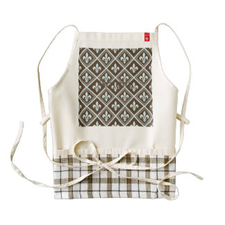 pale blue,fleur de lis,royal,tartan,brown,pattern, zazzle HEART apron