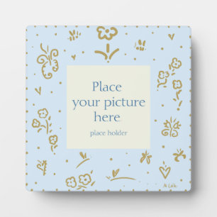 Pale blue fleur photo plaque