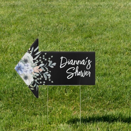 Pale Blue Floral Directional  Wedding SHOWER  Sign