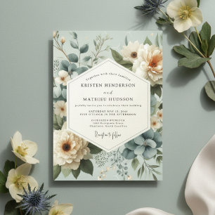 Pale Blue Floral Enchantment Wedding Invitation