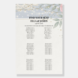 Pale Blue Floral Seating Chart Sign