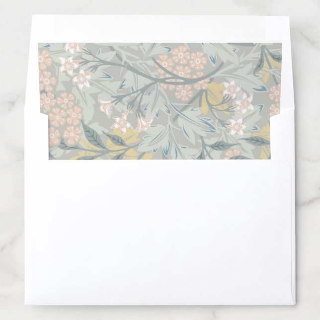 Pale Blue Floral Wedding Invitation Envelope Liner (In Envelope)