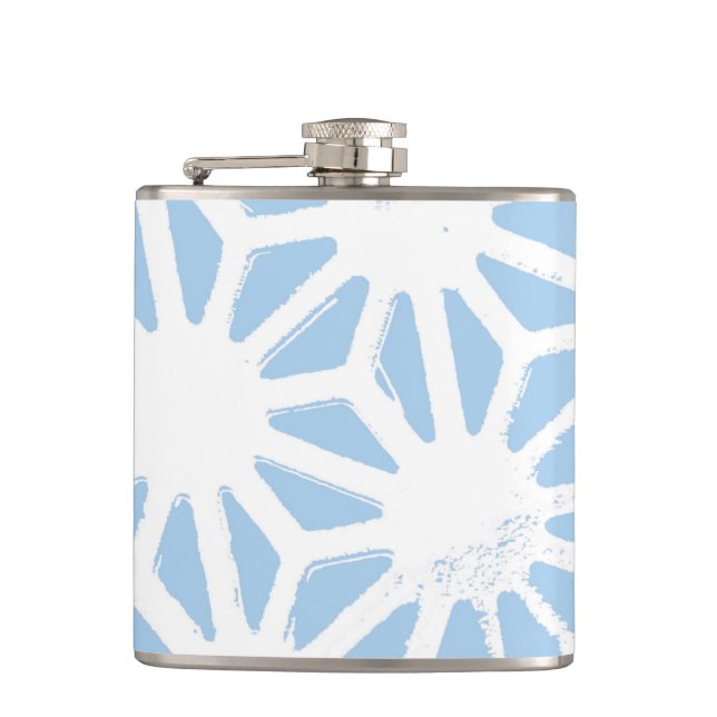 Pale blue geometric pattern flask (Front)