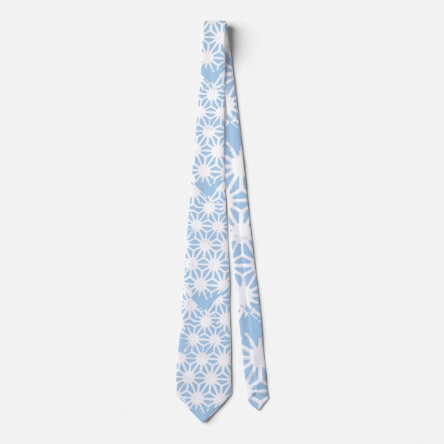 Pale blue geometric pattern neck tie (Front)