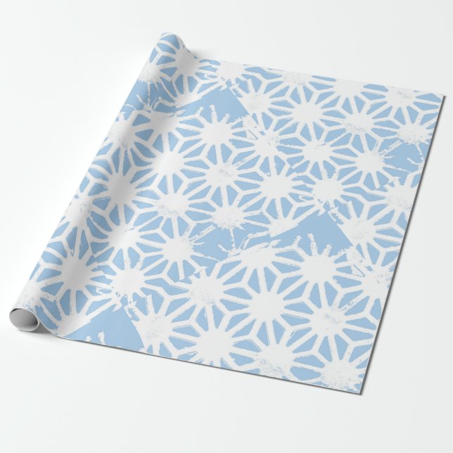 Pale blue geometric pattern wrapping paper (Unrolled)