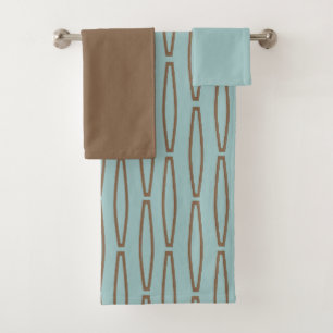 Pale Blue Geometric Repeat  Bath Towel Set