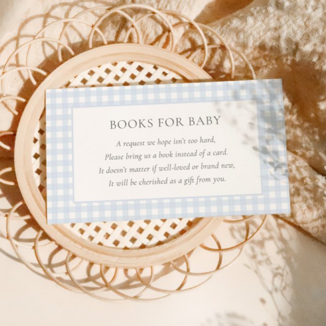 Pale Blue Gingham Classic Boys Baby Shower Enclosure Card (Creator Uploaded)