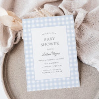 Pale Blue Gingham Classic Boys Baby Shower