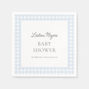 Pale Blue Gingham Classic Boys Baby Shower Napkins