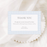 Pale Blue Gingham Classic Boys Baby Shower Thank You Card<br><div class="desc">Celebrate your baby boy's baby shower and post-event thank you's with our adorable simple pale blue gingham pattern baby shower thank you card.</div>