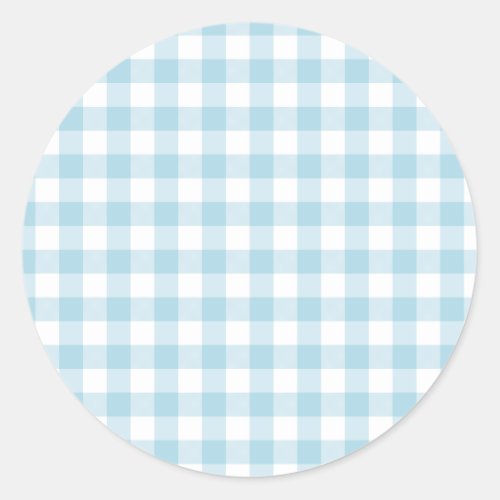 Pale Blue Gingham Classic Round Sticker