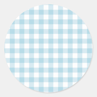 Pale Blue Gingham Classic Round Sticker