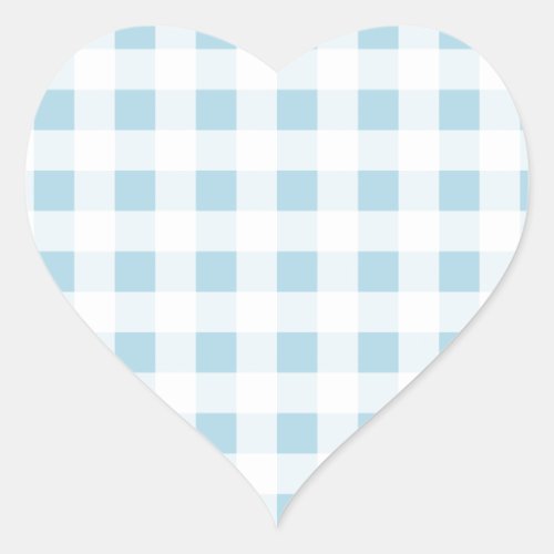 Pale Blue Gingham Heart Sticker