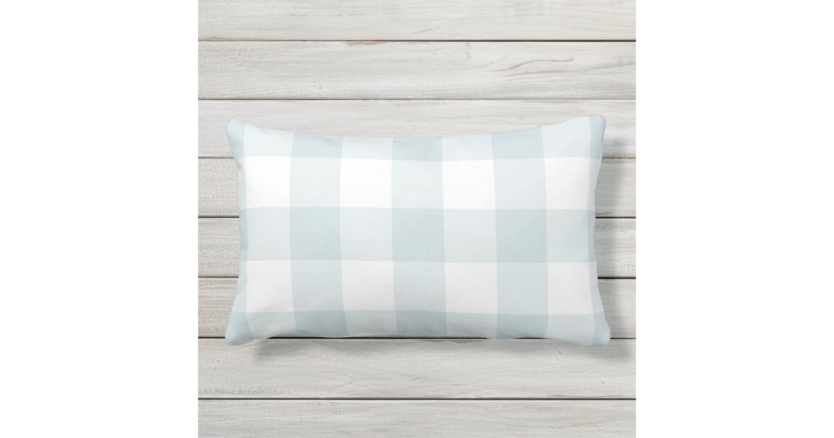 Pale Blue Gingham Pattern Checkered Lumbar Pillow Zazzle Com