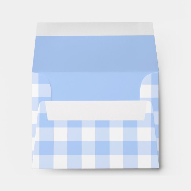 Pale blue gingham pattern for note cards envelope (Back (Bottom))