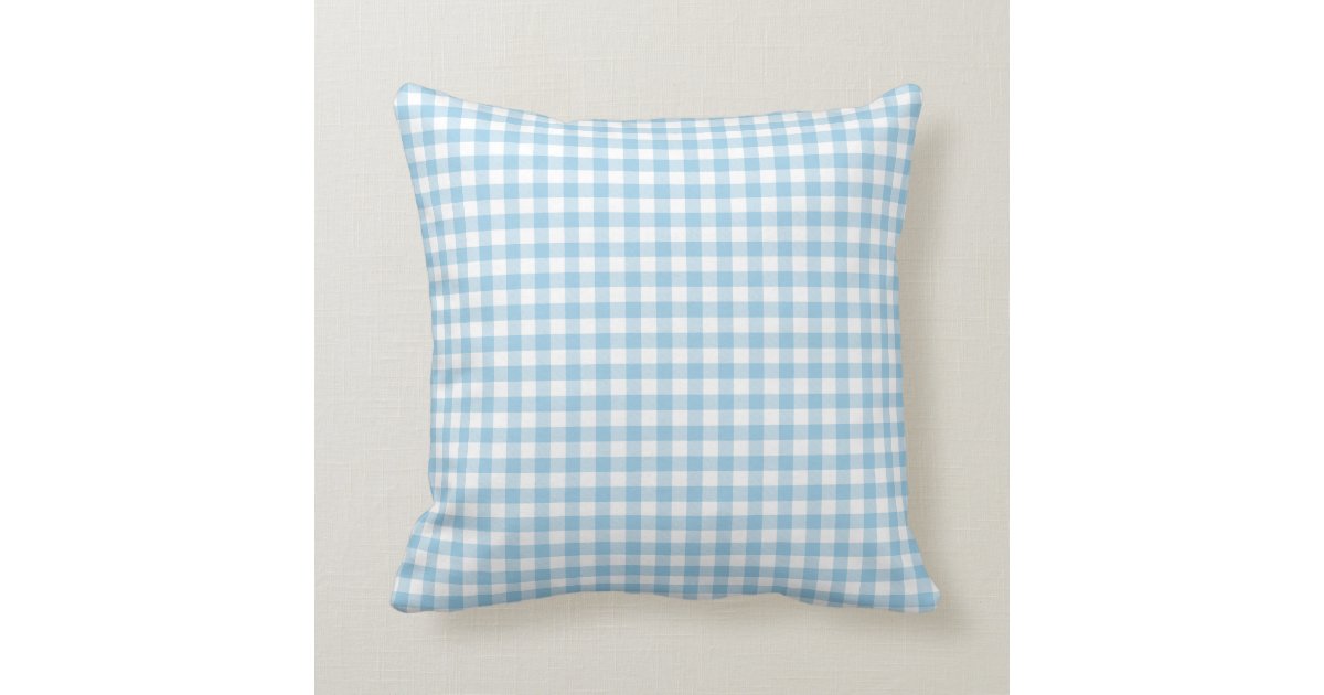 Pale Blue Gingham Pattern Throw Pillow