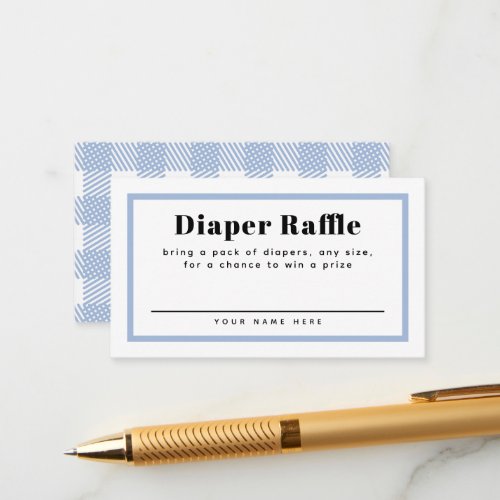 Pale Blue Gingham Plaid Baby Shower Diaper Raffle Enclosure Card