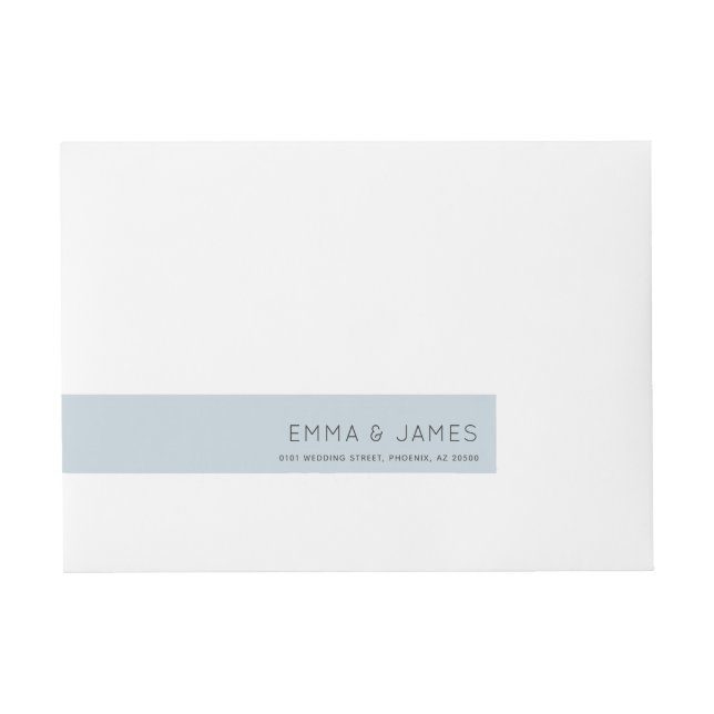Pale Blue Gold Monogram Wedding Wraparound Label (Front)