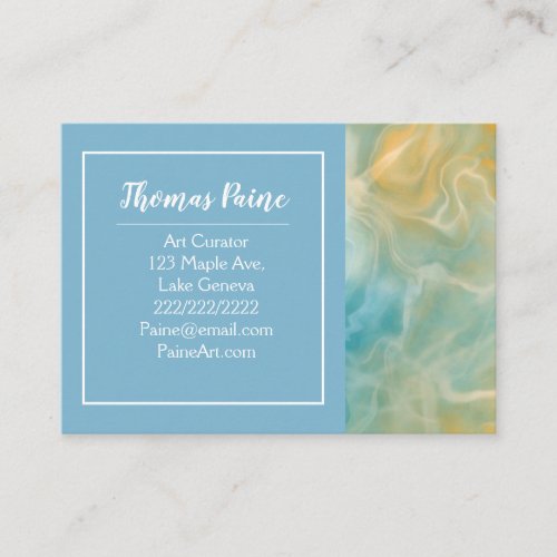 Pale Blue Gold Teal Turquoise Marble Art   Business Card