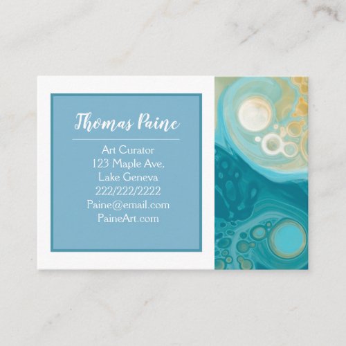 Pale Blue Gold Teal Turquoise Marble Art   Business Card