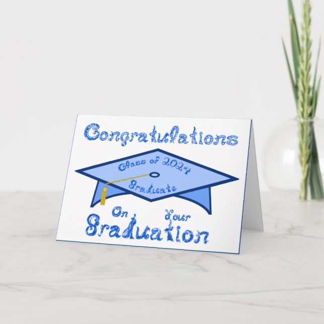 Pale Blue Graduation Cap Blue Graduate Class 2024  Card (Front)