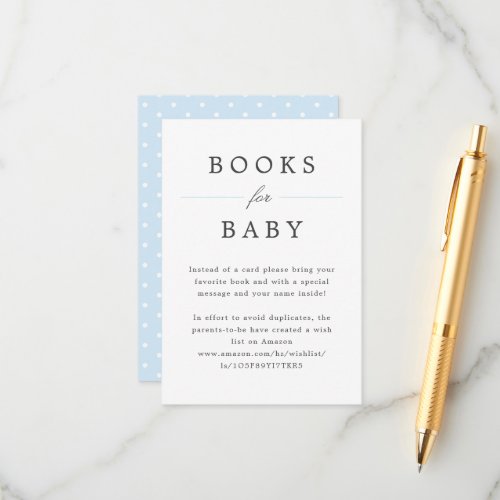 Pale Blue Grand Millennial Books for Baby Request Enclosure Card