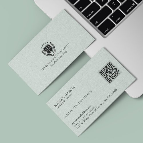Pale Blue-Green Natural Linen Texture Business Card