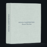 Pale Blue-Green Natural Linen Texture Mini Binder<br><div class="desc">Elegant pale blue-green linen texture print with customizable white text. Simple,  elegant,  organic look.</div>