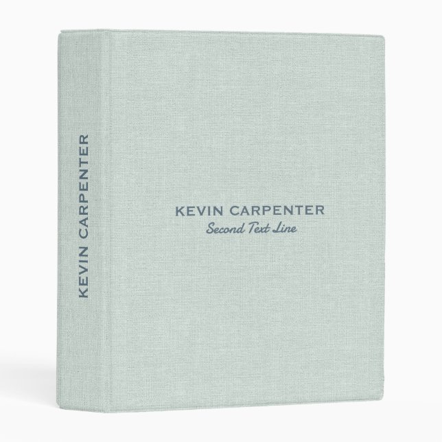 Pale Blue-Green Natural Linen Texture Mini Binder (Front/Spine)