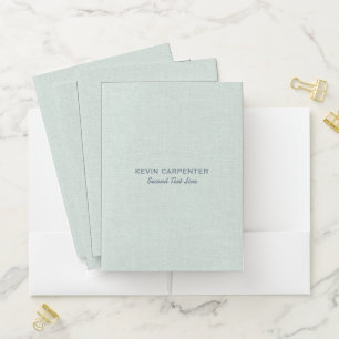 Pale Blue-Green Natural Linen Texture Pocket Folder