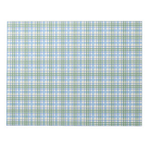 Pale Blue Green Plaid Holidays Card Envelope Liner Notepad