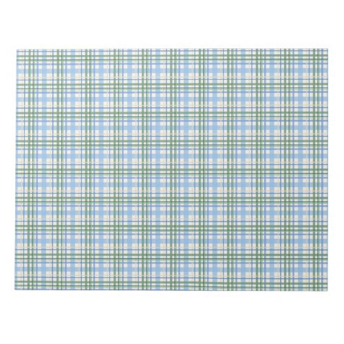 Pale Blue Green Plaid Holidays Card Envelope Liner Notepad