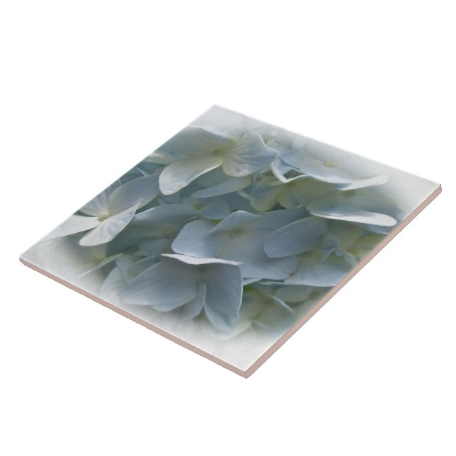 Pale Blue Hydrangea Flowers Ceramic Tile (Side)