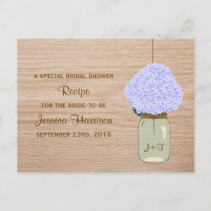 Pale Blue Hydrangea & Mason Jar Bridal Shower Invitation Postcard