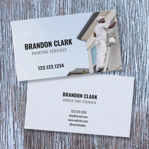 Pale Blue Ladder Painter Picture Painting Service Business Card