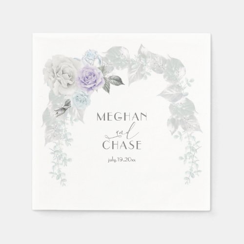 Pale Blue Lilac and White Rose Iridescent Foliage Napkins