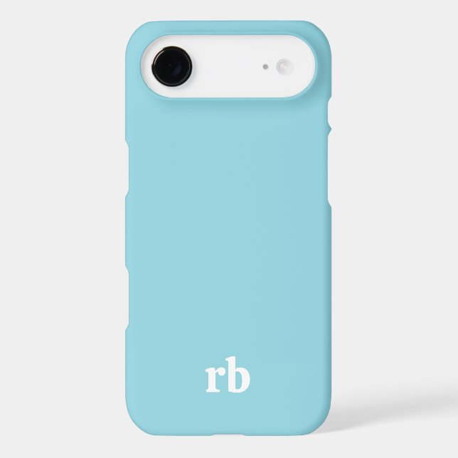 PALE BLUE NAME INITIALS SIMPLE STYLISH MODERN  iPhone CASE (Back)