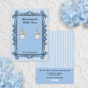 Pale Blue Ornate Bow Frame Earring Display Cards