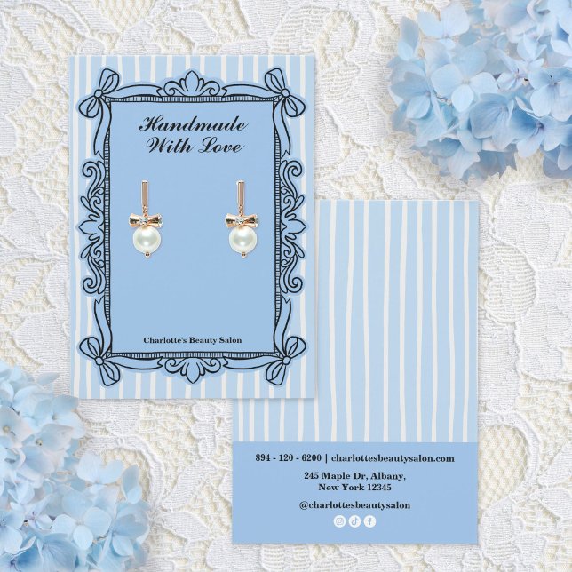 Pale Blue Ornate Bow Frame Earring Display Cards (Pale Blue Ornate Bow Frame Earring Display Cards)