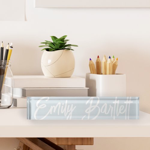 Pale Blue Oversized Handwritten Script Desk Name Plate