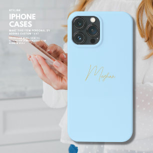 Pale Blue Personalized iPhone Case Script Name