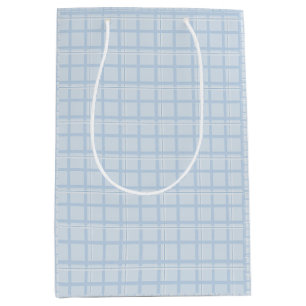 Pale Blue Plaid Gift Bag Classic Coastal Style