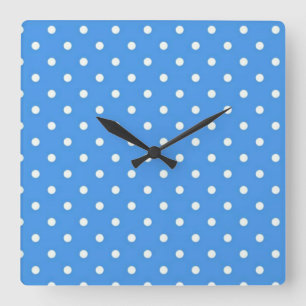 Pale Blue Polka Dot Art Square Wall Clock