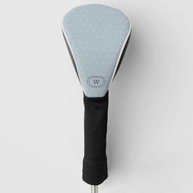 Pale Blue Polka Dot Monogrammed Golf Head Cover (Front)