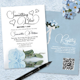 Pale Blue Rose Something Blue Bridal Shower Invitation