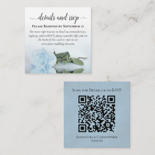 Pale Blue Rose Wedding Details & RSVP QR Code Enclosure Card